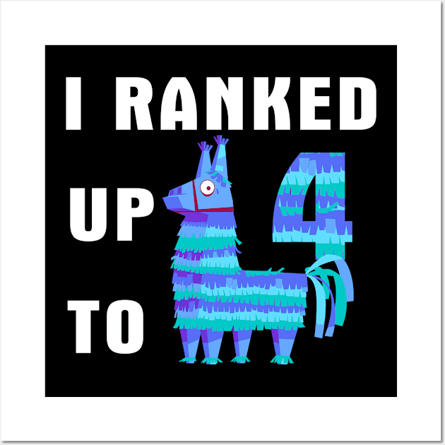 I Ranked Up To 4 Birthday Video Game Llama Wall Art by sleepsky